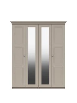 One Call Reid Part Assembled 4 Door Mirrored Wardrobe