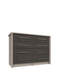 One Call Smyth Ready Assembled 4 + 4 Drawer Chest -Oleu Furniture Shop Q9VHR SQ3 0000014757 DARK GREY TAUPE SLa