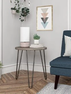 Dorel Home Owen Round Side Table - Grey Oak Effect