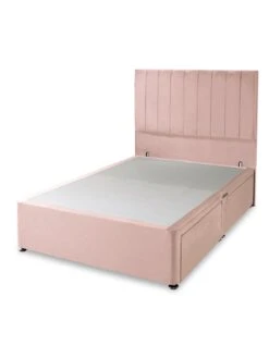 Shire Beds Liberty Velvet Divan Padded Headboard - Blush -Oleu Furniture Shop QDDJN SQ6 0000000591 BLUSH SLd2