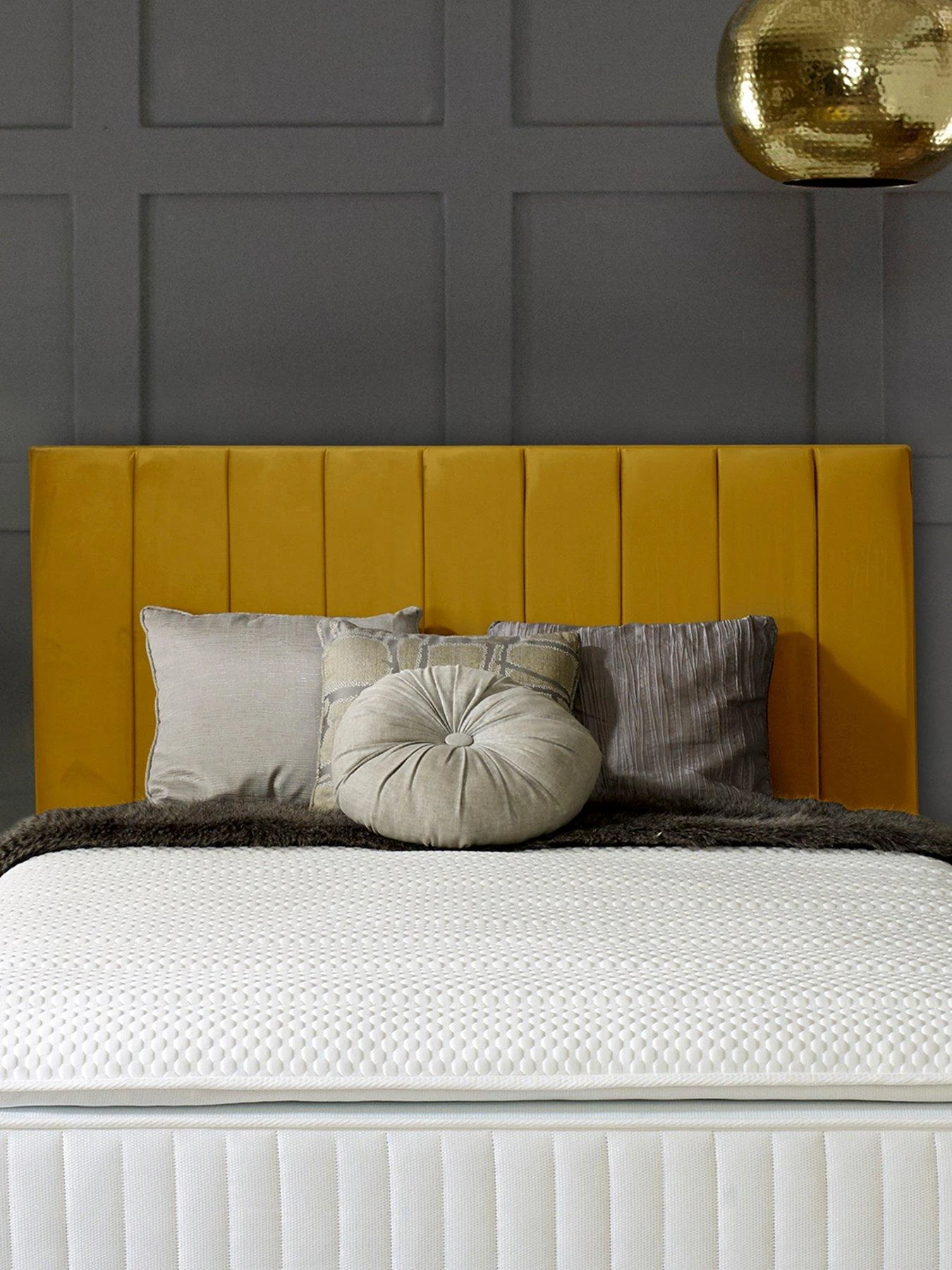 Shire Beds Liberty Velvet Divan Padded Headboard - Ochre 3 Shire Beds Liberty Velvet Divan Padded Headboard - Ochre
