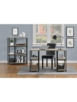 Dorel Home Elmwood Double Pedestal Desk -Oleu Furniture Shop QFTMD SQ5 0000006131 GREY OAK SLd2