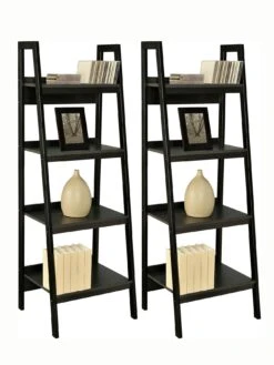 Dorel Home Set Of 2 Lawrence Ladder Bookcases -Oleu Furniture Shop QFVPM SQ4 0000000004 BLACK SLd1