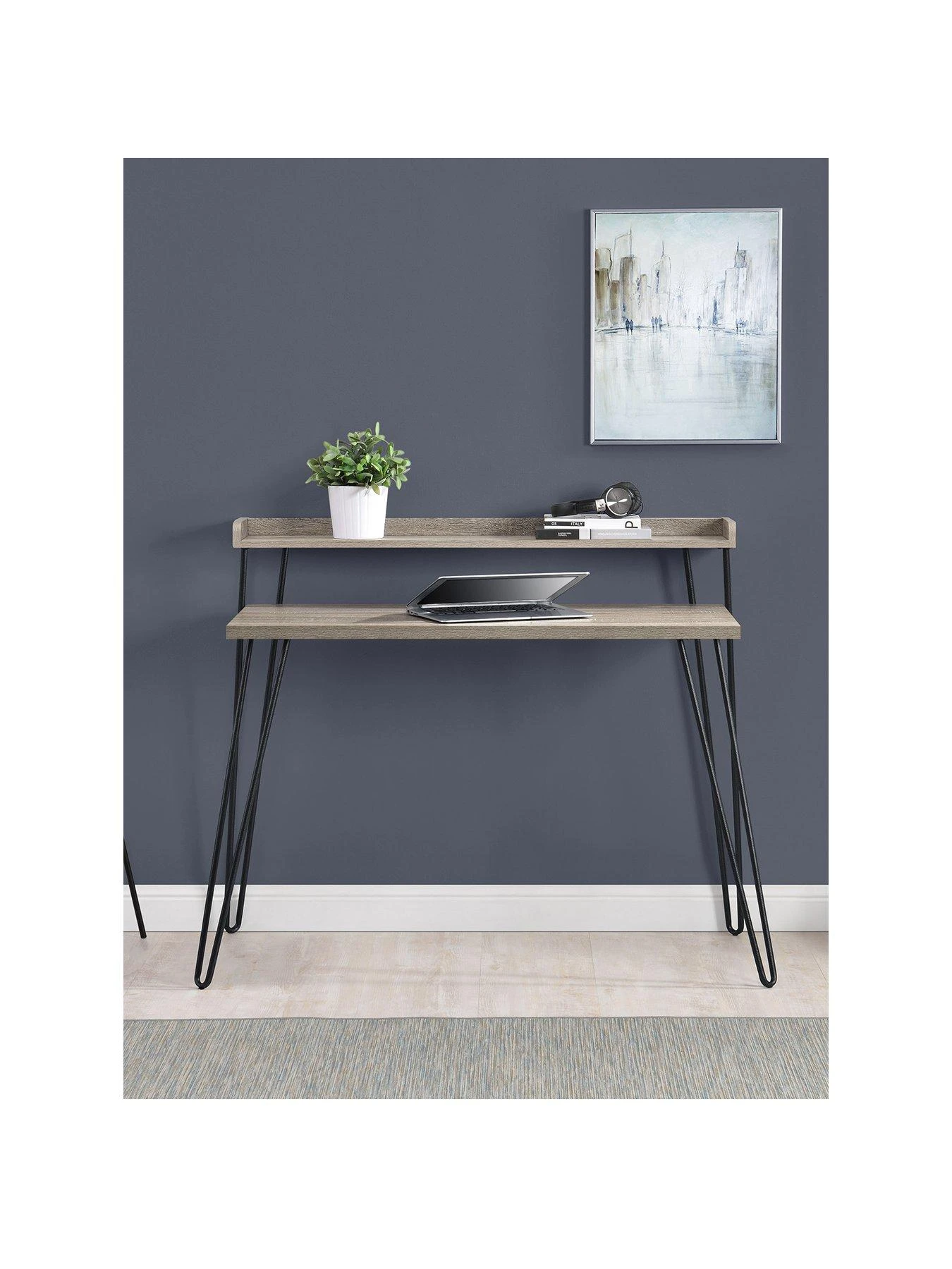 Dorel Home Haven Retro Desk - Grey Oak 4 Dorel Home Haven Retro Desk - Grey Oak - Image 2