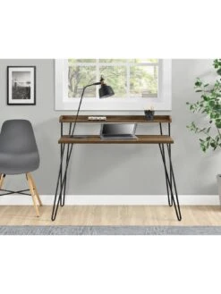 Dorel Home Haven Retro Desk - Walnut -Oleu Furniture Shop QK7CY SQ3 0000000007 WALNUT SLd