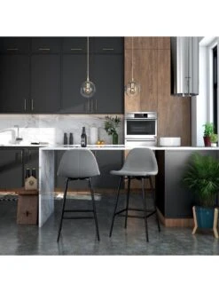 Dorel Home Calvin Velvet Bar Stool- Grey -Oleu Furniture Shop QK7F9 SQ5 0000000005 GREY SLd1