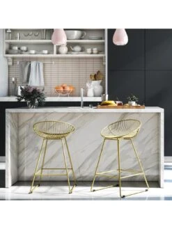 CosmoLiving By Cosmopolitan Ellis Wire Bar Stool- Gold