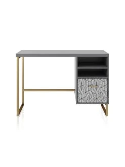 CosmoLiving By Cosmopolitan Scarlett Single Pedestal Desk - Graphite Grey