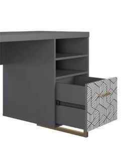 CosmoLiving By Cosmopolitan Scarlett Single Pedestal Desk - Graphite Grey -Oleu Furniture Shop QKG93 SQ3 0000000005 GREY SLd