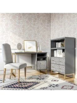 CosmoLiving By Cosmopolitan Scarlett Single Pedestal Desk - Graphite Grey -Oleu Furniture Shop QKG93 SQ4 0000000005 GREY SLd1
