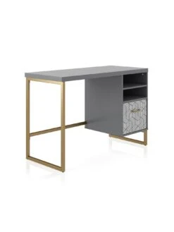 CosmoLiving By Cosmopolitan Scarlett Single Pedestal Desk - Graphite Grey -Oleu Furniture Shop QKG93 SQ5 0000000005 GREY SLd2