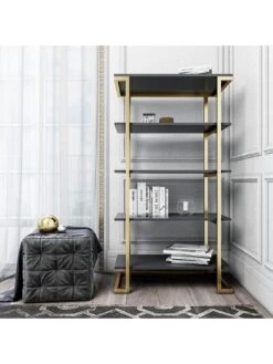 CosmoLiving By Cosmopolitan Camila Bookcase - Grey/Gold -Oleu Furniture Shop QKG9D SQ3 0000000005 GREY SLd