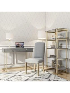 CosmoLiving By Cosmopolitan Camila Bookcase - Grey/Gold -Oleu Furniture Shop QKG9D SQ4 0000000005 GREY SLd1