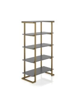 CosmoLiving By Cosmopolitan Camila Bookcase - Grey/Gold -Oleu Furniture Shop QKG9D SQ5 0000000005 GREY SLd2