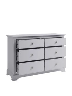 K-Interiors Sherwood Ready Assembled Solid Wood  3 + 3 Drawer Chest -Oleu Furniture Shop QLUUM SQ5 0000000005 GREY SLd1