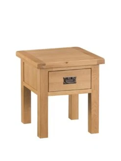 K-Interiors Alana Ready Assembled Solid Wood Lamp Table -Oleu Furniture Shop QMATA SQ3 0000000138 RUSTIC OAK SLa