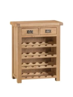 K-Interiors Alana Ready Assembled Solid Wood Wine Cabinet -Oleu Furniture Shop QMAVY SQ3 0000000138 RUSTIC OAK SLa