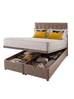Silentnight Mila Velvet 1000 Memory Ottoman Storage Bed With Headboard -Oleu Furniture Shop QNMHH SQ3 0000000085 MINK SLd