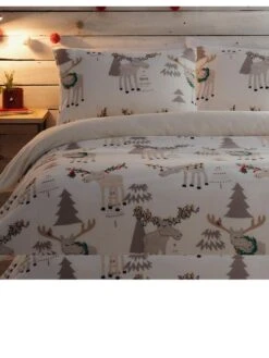 Silentnight Christmas Moose Fleece Duvet Cover Set - An Online Exclusive - Multi -Oleu Furniture Shop QQ7GJ SQ5 0000000029 MULTI SLd2