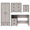 Very Home Jackson 4 Piece Package - Kids 2 Door, 1 Drawer Wardrobe, 2 + 2 Drawer Chest, 2 Drawer Bedside Chest And Desk - Mexican Grey -Oleu Furniture Shop QRPQJ SQ1 0000015217 MEXICAN GREY RSr
