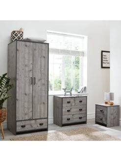 Very Home Jackson 4 Piece Package - Kids 2 Door, 1 Drawer Wardrobe, 2 + 2 Drawer Chest, 2 Drawer Bedside Chest And Desk - Mexican Grey -Oleu Furniture Shop QRPQJ SQ6 0000015217 MEXICAN GREY SLd2