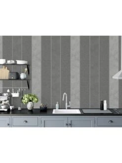 ARTHOUSE Calico Stripe Gunmetal Grey Wallpaper -Oleu Furniture Shop QXPGA SQ5 0000000324 GUNMETAL RSr