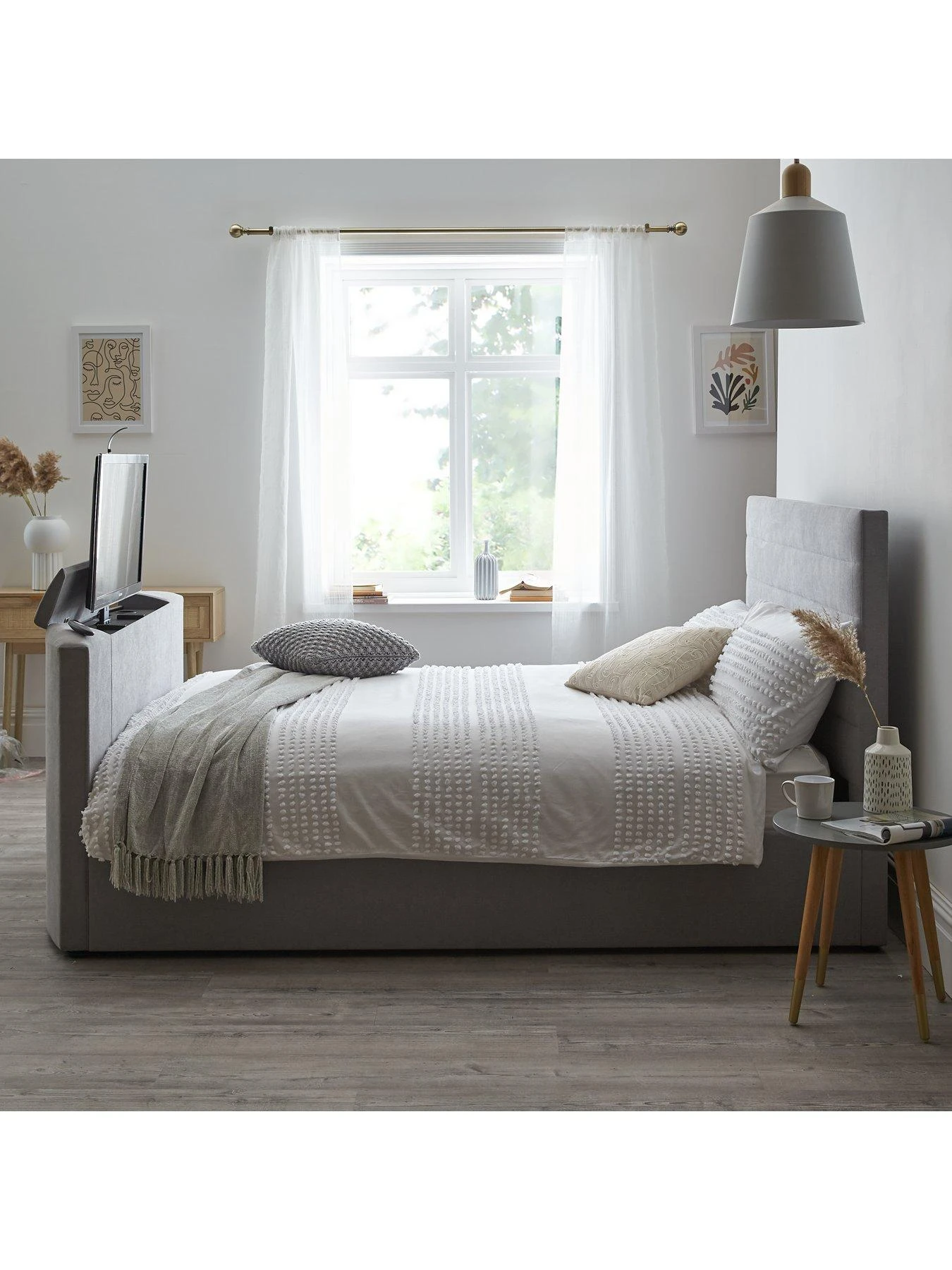 Very Home Kingsley Fabric TV Bed Frame - Fits Up To 32 Inch TV 4 Very Home Kingsley Fabric TV Bed Frame - Fits Up To 32 Inch TV - Image 2