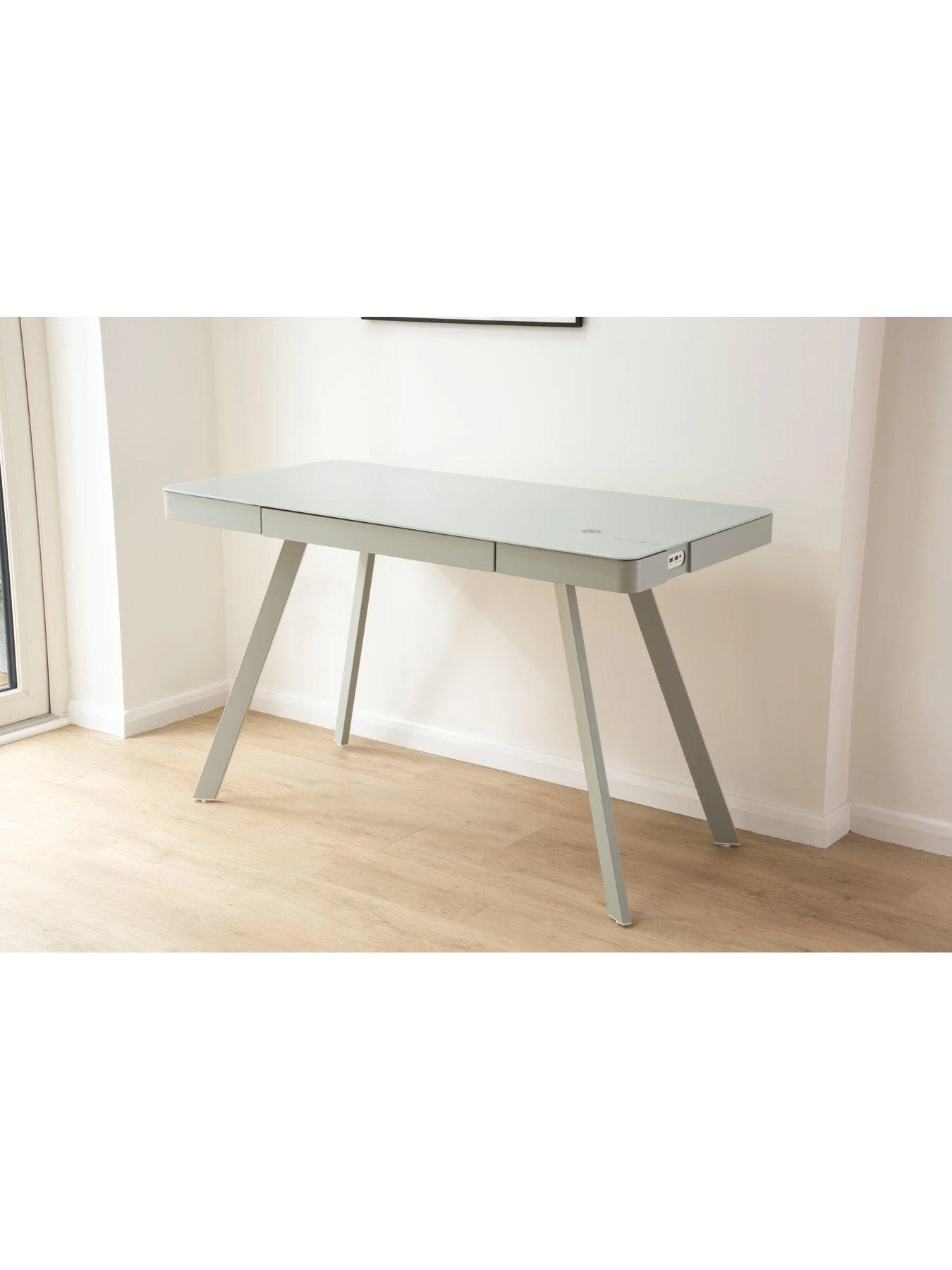 Koble Silas 2.0 Desk With Wireless Charging, Speakers And Bluetooth Connection - Light Grey 4 Koble Silas 2.0 Desk With Wireless Charging, Speakers And Bluetooth Connection - Light Grey - Image 2