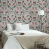 Sublime Botanical Trellis Grey / Pink Wallpaper -Oleu Furniture Shop RNQHD SQ1 0000000289 GREY PINK SLf