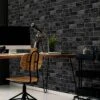Fresco House Brick Charcoal Wallpaper -Oleu Furniture Shop RNQJL SQ1 0000000071 CHARCOAL SLf