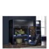 Lloyd Pascal Black Gaming Bed Highsleeper With Adjustable Desk-top & Open Wardrobe With Blue Edging