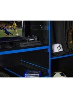 Lloyd Pascal Black Gaming Bed Highsleeper With Adjustable Desk-top & Open Wardrobe With Blue Edging -Oleu Furniture Shop RQYRL SQ5 0000000020 BLUE SLd2