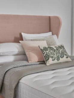 Silentnight Shea Velvet Upholstered Headboard -Oleu Furniture Shop RRHGN SQ4 0000000591 BLUSH SLd