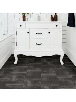 Floor Pops Pack Of 10 Raven Peel & Stick Floor Tiles -Oleu Furniture Shop RUAHA SQ4 0000000088 NO COLOR SLd2