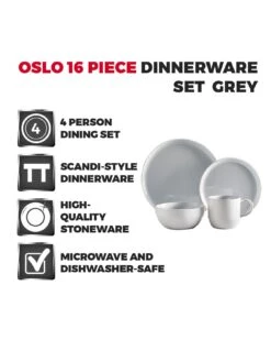 Tower Barbary & Oak Oslo Cloud Grey 16 Piece Dinner Set 9 Tower Barbary & Oak Oslo Cloud Grey 16 Piece Dinner Set -Oleu Furniture Shop RVEG4 SQ2 0000000005 GREY SLd