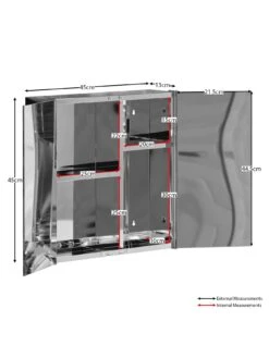 Bath Vida Tiano Stainless Steel Mirrored Double Cabinet -Oleu Furniture Shop RVJ6G SQ7 0000000035 SILVER DGy