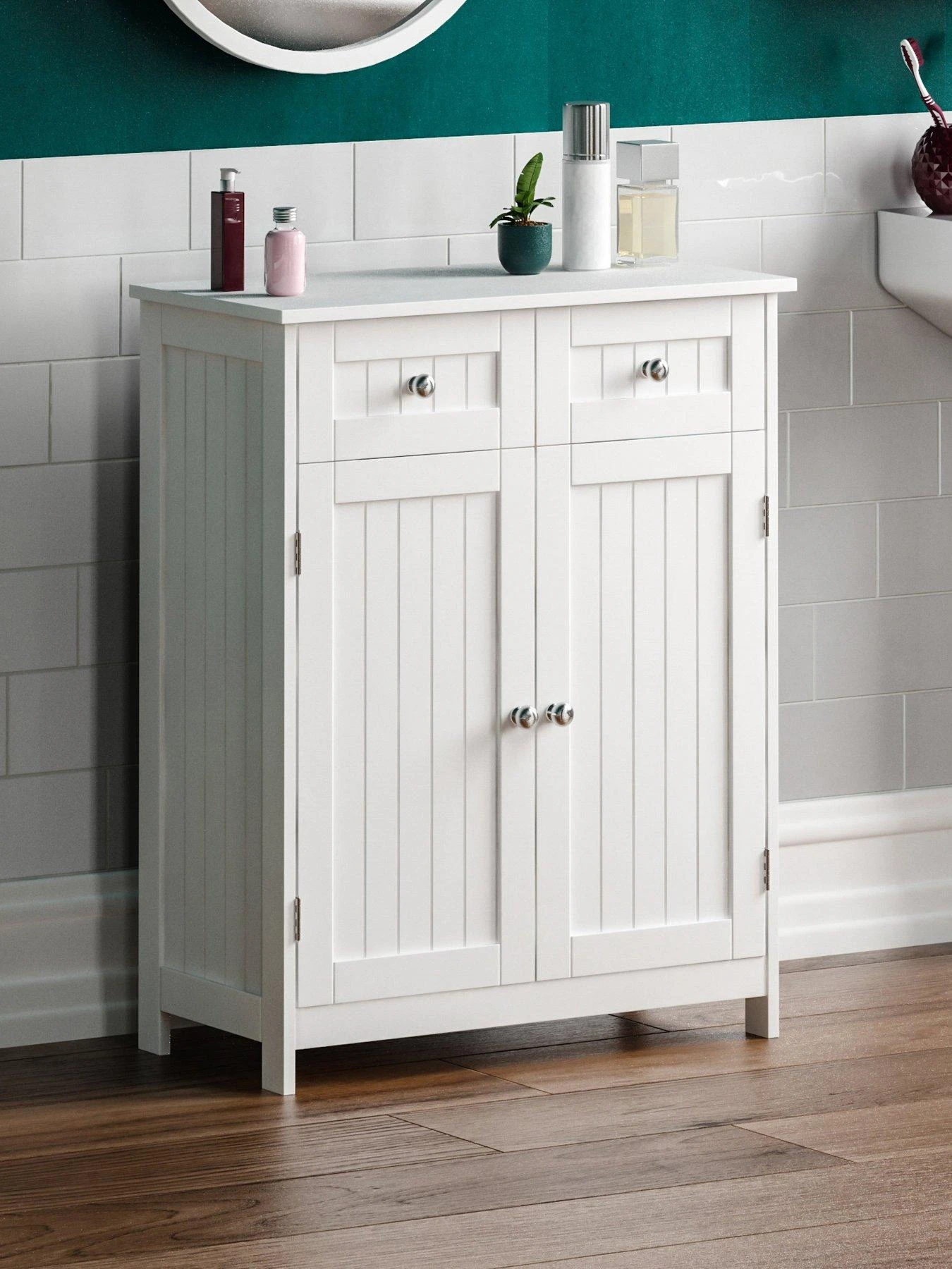 Bath Vida Priano 2 Drawer, 2 Door Freestanding Cabinet - White 3 Bath Vida Priano 2 Drawer, 2 Door Freestanding Cabinet - White