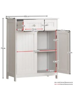 Bath Vida Priano 2 Drawer, 2 Door Freestanding Cabinet - White 13 Bath Vida Priano 2 Drawer, 2 Door Freestanding Cabinet - White -Oleu Furniture Shop RVJ6Q SQ7 0000000013 WHITE DGy