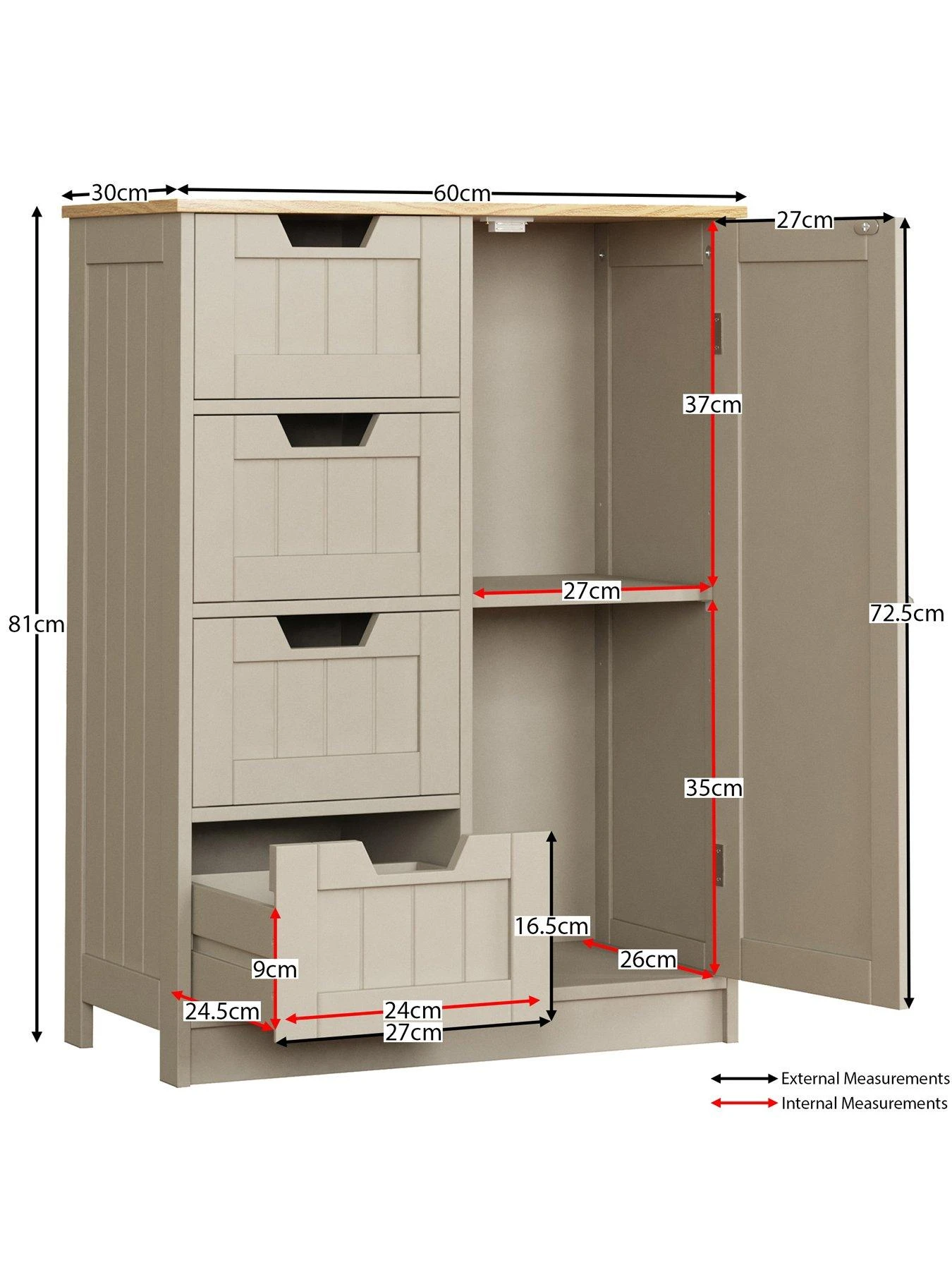 Bath Vida Priano 4 Drawer, 1 Door Freestanding Unit 7 Bath Vida Priano 4 Drawer, 1 Door Freestanding Unit - Image 5