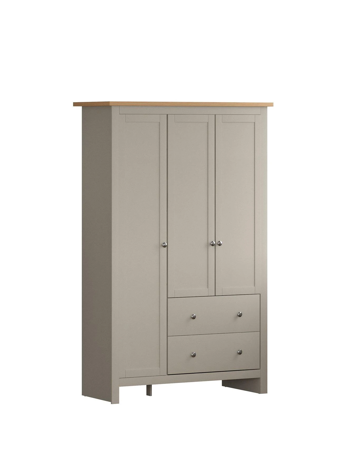 Vida Designs Arlington 3 Door, 2 Drawer Wardrobe In Grey 4 Vida Designs Arlington 3 Door, 2 Drawer Wardrobe In Grey - Image 2