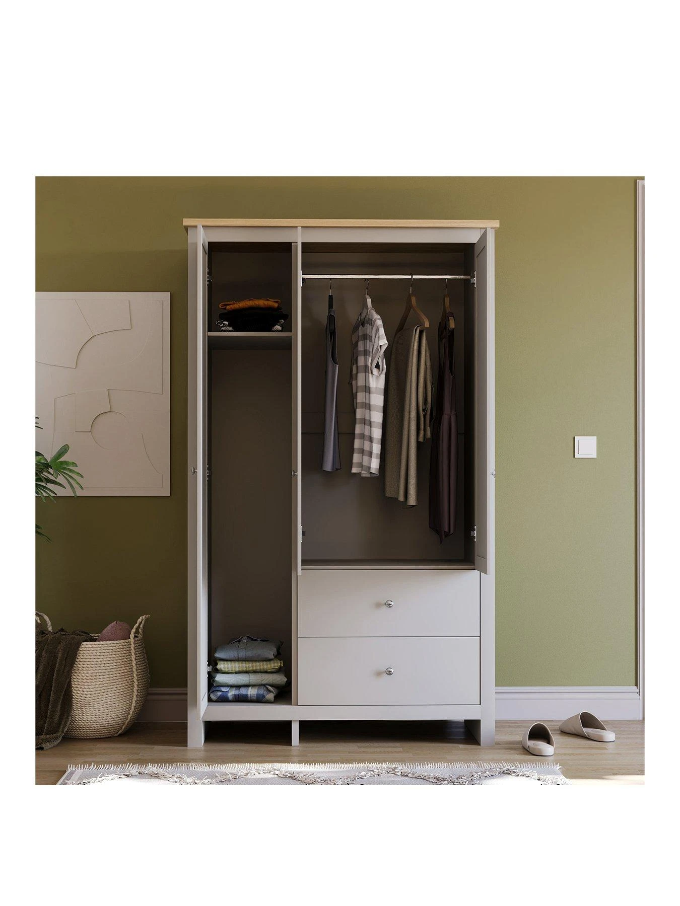 Vida Designs Arlington 3 Door, 2 Drawer Wardrobe In Grey 5 Vida Designs Arlington 3 Door, 2 Drawer Wardrobe In Grey - Image 3