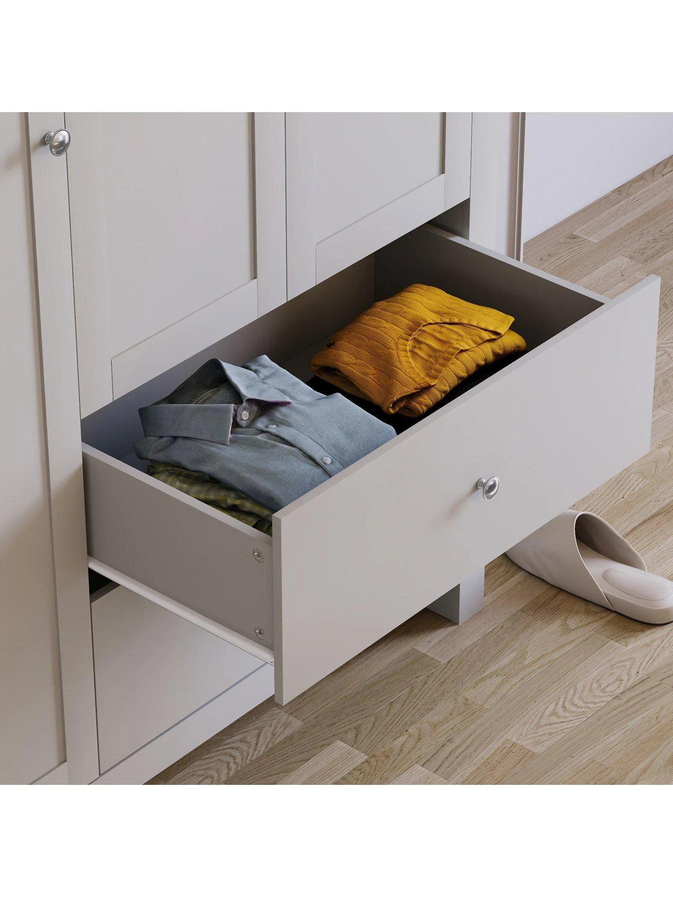 Vida Designs Arlington 3 Door, 2 Drawer Wardrobe In Grey 6 Vida Designs Arlington 3 Door, 2 Drawer Wardrobe In Grey - Image 4