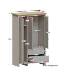 Vida Designs Arlington 3 Door, 2 Drawer Wardrobe In Grey 13 Vida Designs Arlington 3 Door, 2 Drawer Wardrobe In Grey -Oleu Furniture Shop RVKCR SQ6 0000000005 GREY SLd2