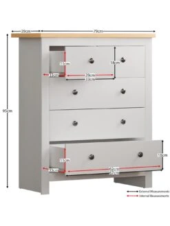 Vida Designs Arlington 2 + 3 Drawer Chest - White -Oleu Furniture Shop RVKDD SQ7 0000000013 WHITE DGy