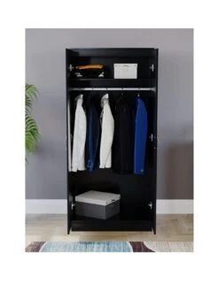 Vida Designs Riano 2 Door Wardrobe - Black 11 Vida Designs Riano 2 Door Wardrobe - Black -Oleu Furniture Shop RVKDX SQ3 0000000004 BLACK SLa