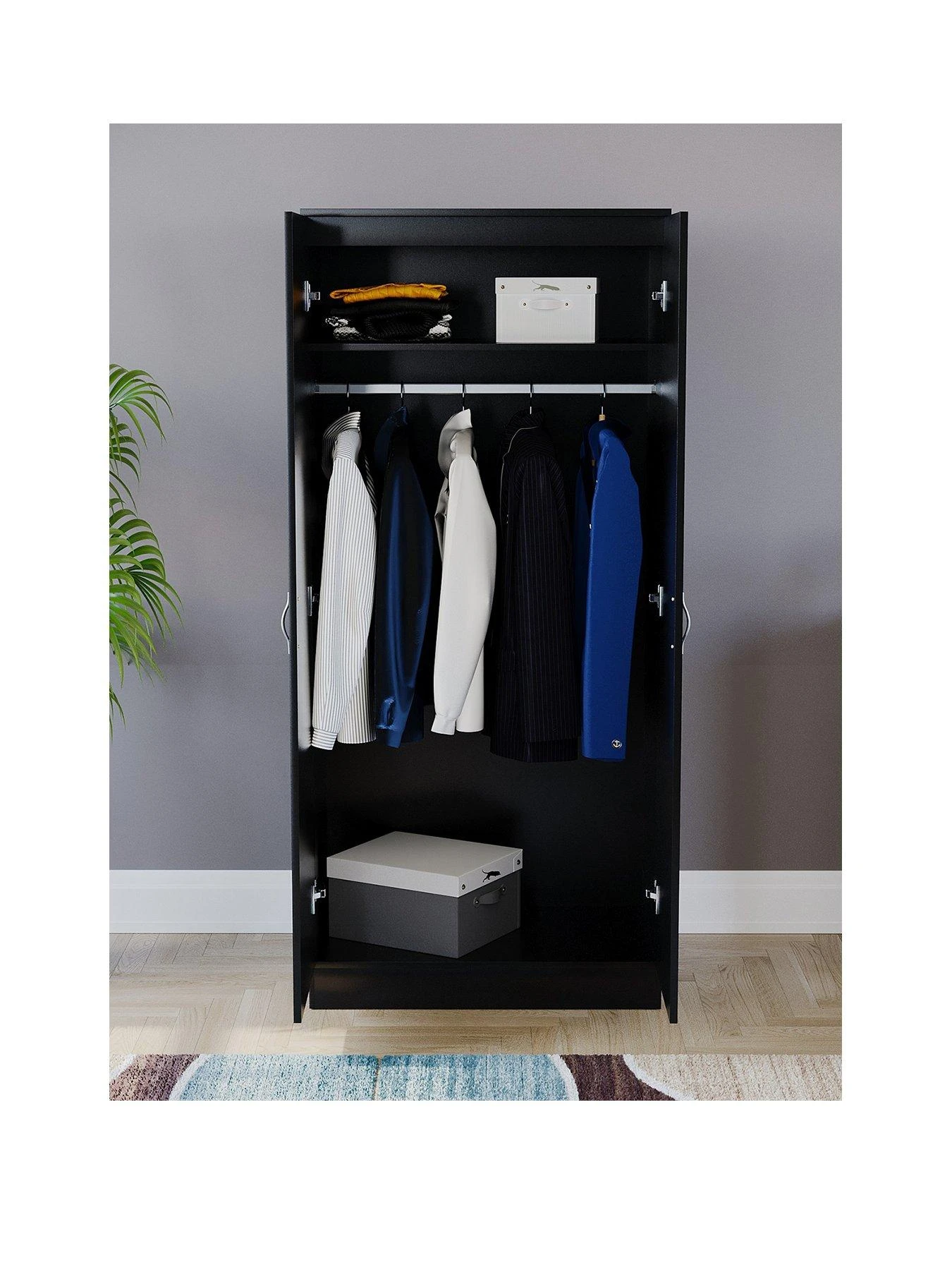 Vida Designs Riano 2 Door Wardrobe - Black 5 Vida Designs Riano 2 Door Wardrobe - Black - Image 3