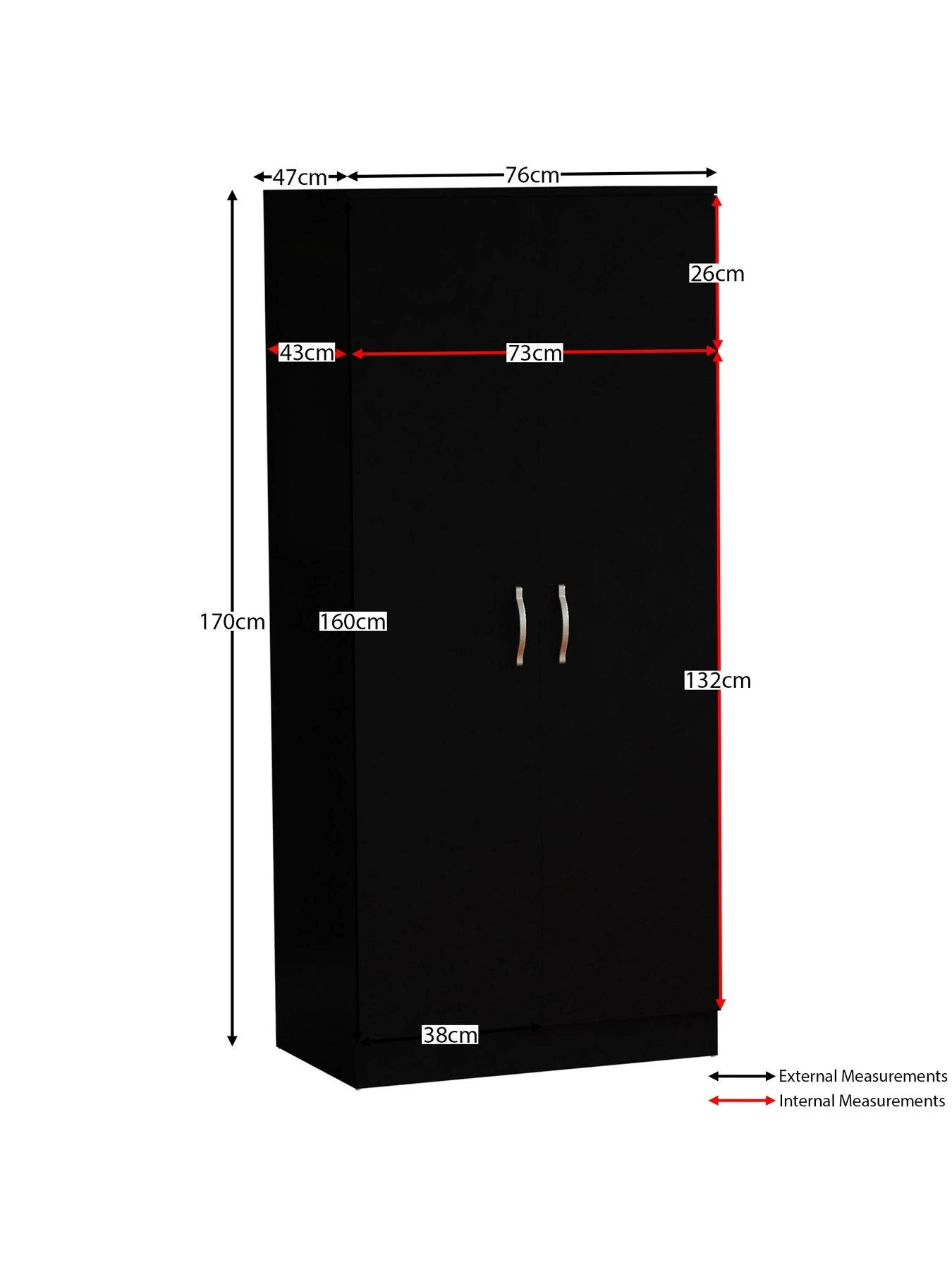 Vida Designs Riano 2 Door Wardrobe - Black 9 Vida Designs Riano 2 Door Wardrobe - Black - Image 7