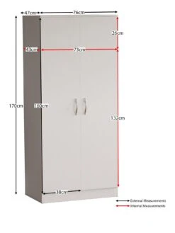 Vida Designs Riano 2 Door Wardrobe - White -Oleu Furniture Shop RVKDY SQ7 0000000013 WHITE DGy