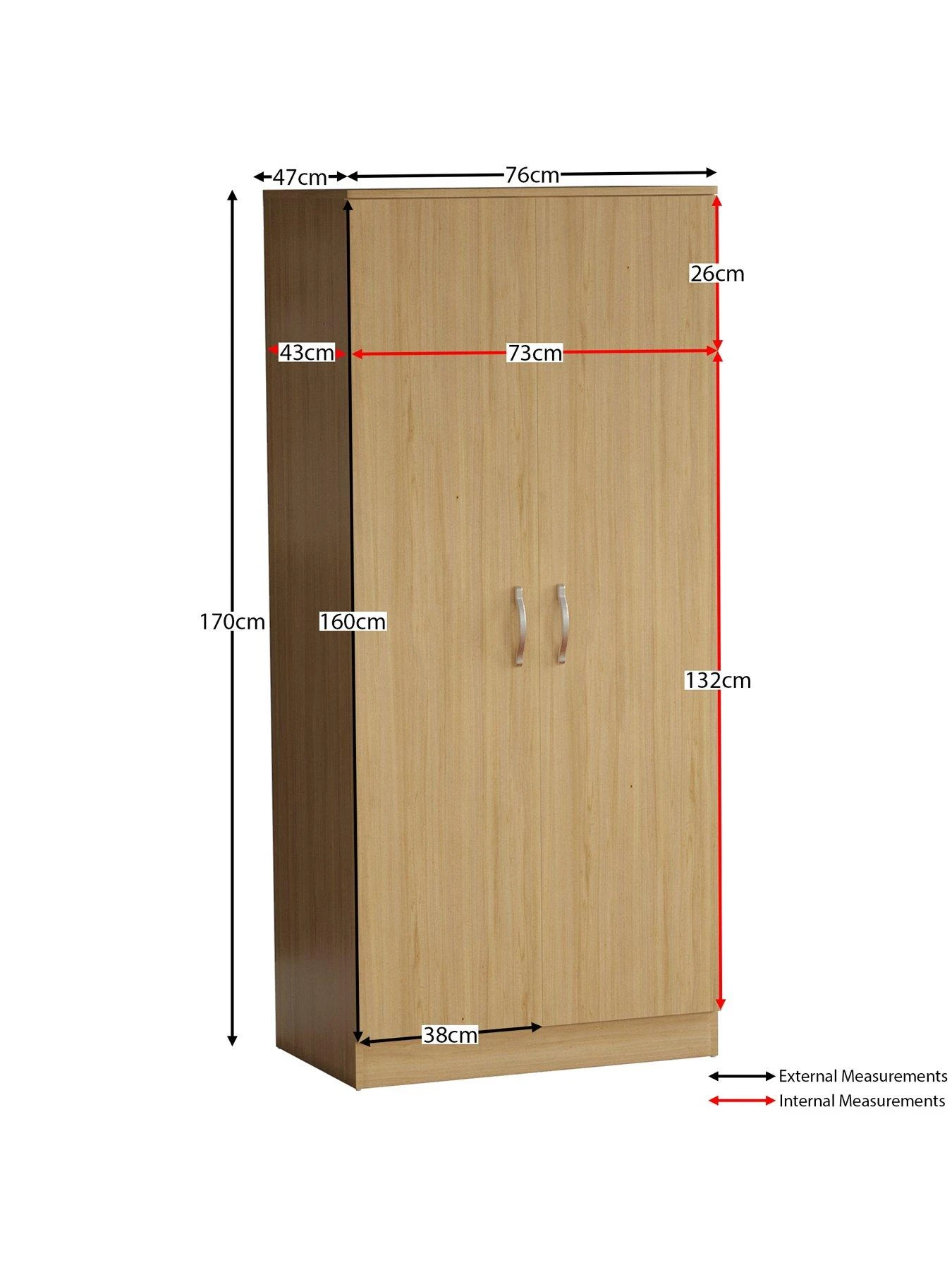 Vida Designs Riano 2 Door Wardrobe - Pine Effect 8 Vida Designs Riano 2 Door Wardrobe - Pine Effect - Image 6