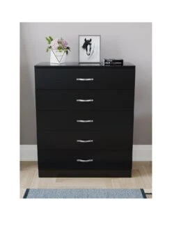 Vida Designs Riano 5 Drawer Chest -Oleu Furniture Shop RVKED SQ3 0000000004 BLACK SLa